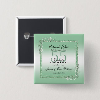 Emerald Gem & Glitter 55th Wedding Anniversary 15 Cm Square Badge