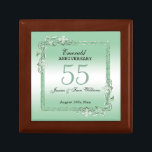 Emerald Gem & Glitter 55th Wedding Anniversary Gift Box<br><div class="desc">Glamourous and elegant posh 55th Emerald Wedding Anniversary gift box with stylish emerald green gem stone jewels corner antique decorations and matching coloured glitter border frame. A romantic design for your celebration. All text, font and font colour is fully customisable to meet your requirements. If you would like help to...</div>