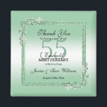 Emerald Gem & Glitter 55th Wedding Anniversary  Magnet<br><div class="desc">Glamourous and elegant posh 55th Emerald Wedding Anniversary favour magnet with stylish emerald green gem stone jewels corner antique decorations and matching coloured glitter border frame. A romantic design for your celebration. All text, font and font colour is fully customisable to meet your requirements. If you would like help to...</div>