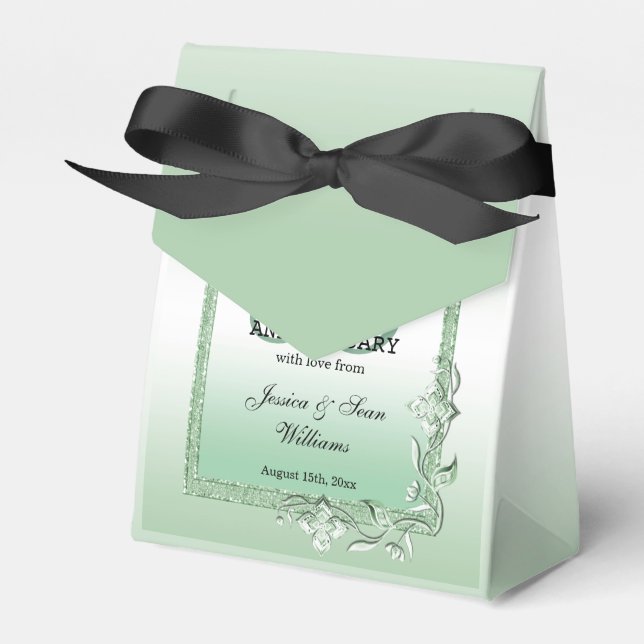 Emerald Gem & Glitter 55th Wedding Favour Box (Front Side)