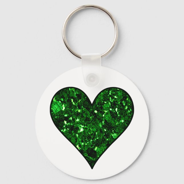 Emerald Gem Heart Key Ring (Front)