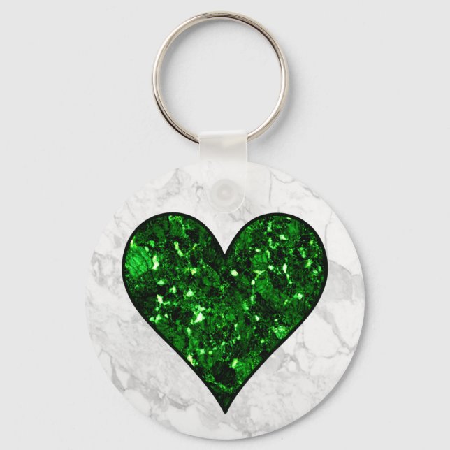 Emerald Gem Heart Key Ring (Front)