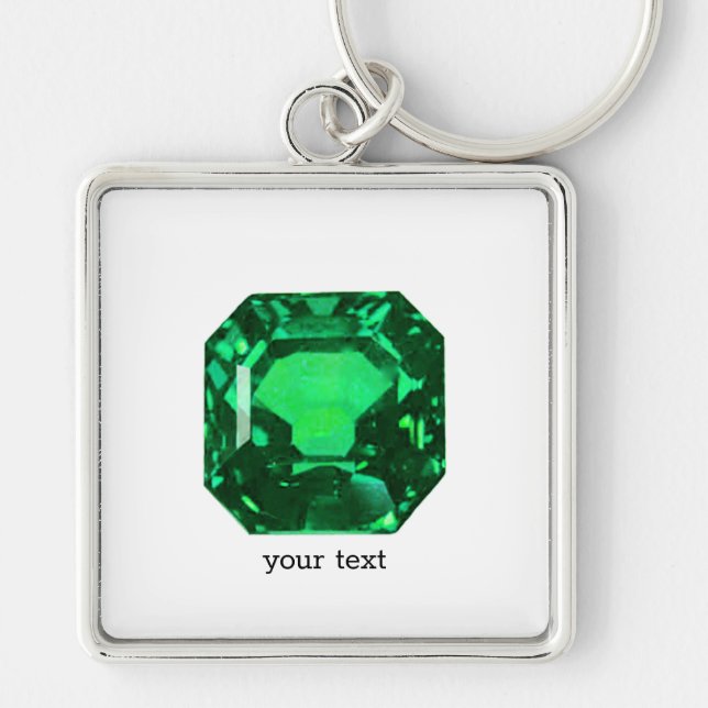 Emerald Gemstone, Birthstone May, Light Green Key Ring (Front)