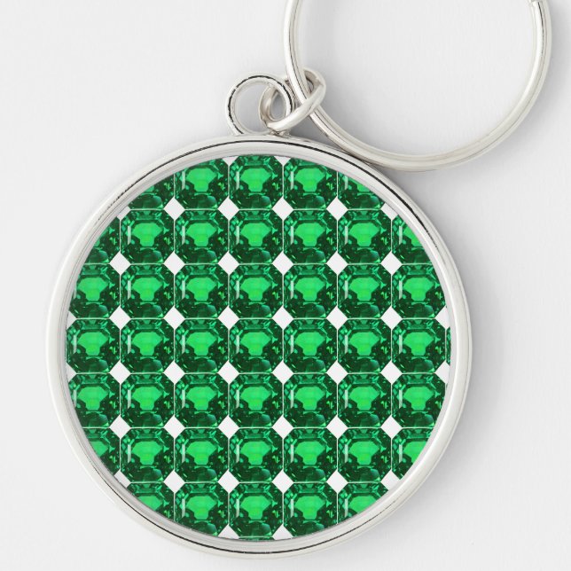 Emerald Gemstone, Birthstone May, Light Green Key Ring (Front)