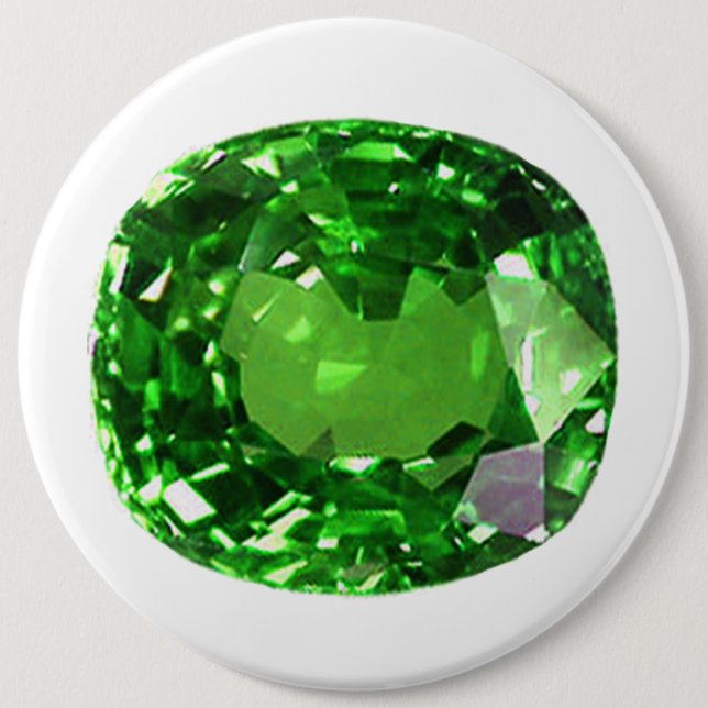 Emerald Gemstone, Green 6 Cm Round Badge (Front)