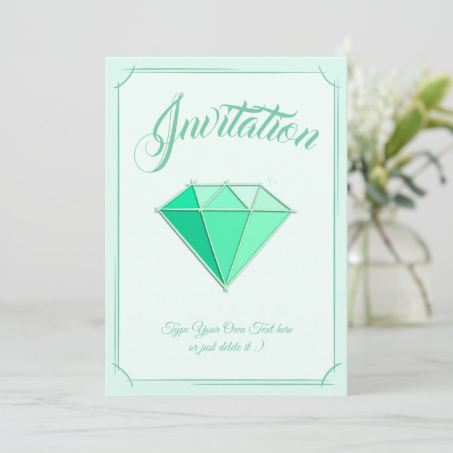 Emerald Gemstone. Jewellery. 55 Wedding Anniversar Invitation (Standing Front)
