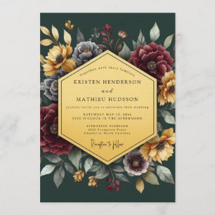 Emerald Gilded Floral Wedding Invitation