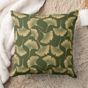 Emerald Ginkgo Elegance – Luxury Gold Botanical 12 Cushion