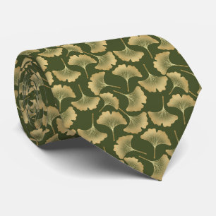Emerald Ginkgo Elegance – Luxury Gold Botanical 12 Tie