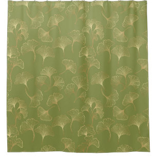 Emerald Ginkgo Elegance – Luxury Gold Botanical 3 Shower Curtain