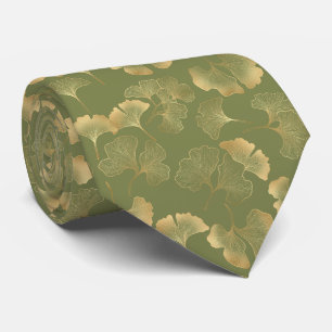 Emerald Ginkgo Elegance – Luxury Gold Botanical 9 Tie