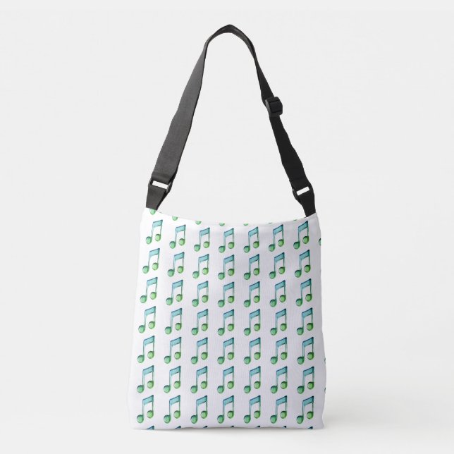 Emerald Glass Rhythms: Translucent Musical Pattern Crossbody Bag (Front)