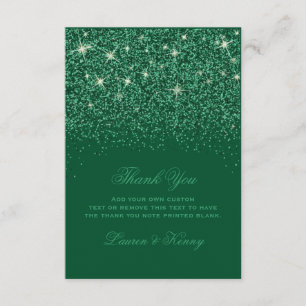 Emerald Glitz Glitter Thank You Cards