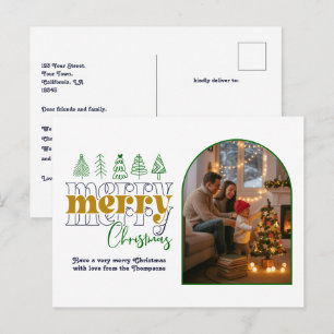 Emerald Glow Cosy Arch Photo Merry Christmas Holiday Postcard