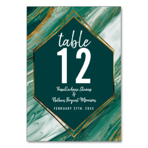 Emerald Gold Abstract Agate Marble Table Number