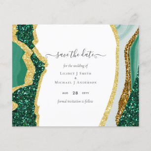 Emerald Gold Agate - Wedding SAVE the DATE Budget Flyer