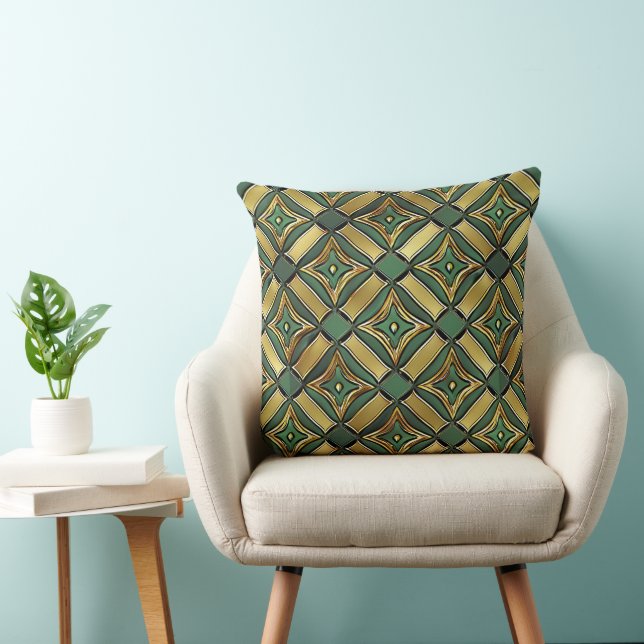 Emerald & Gold Art Deco Cushion (Chair)