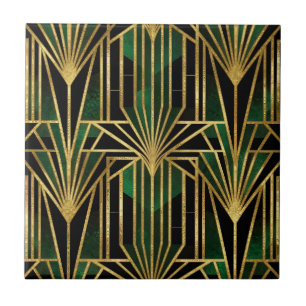 Emerald Gold Art Deco Glamour Tile