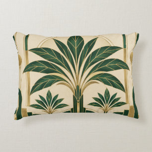 Emerald & Gold Art Deco Palms Decorative Cushion