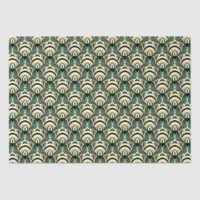 Emerald & Gold Art Deco Tissue Paper (Front)