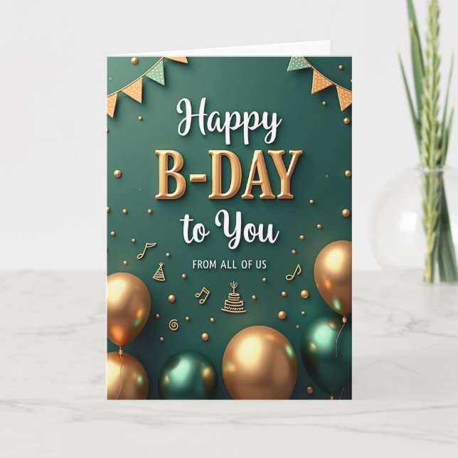 Emerald Gold Birthday Card (Front)
