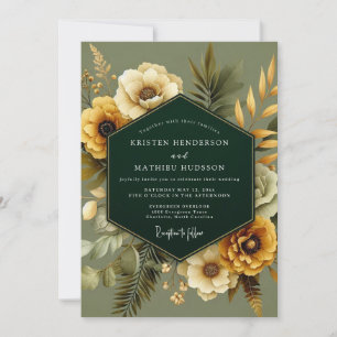 Emerald Gold Botanical Wedding Invitation