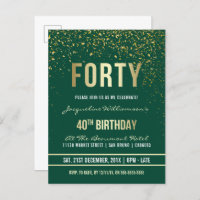 Emerald | Gold Confetti 40th Birthday Party