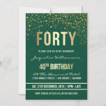 Emerald | Gold Confetti 40th Birthday Party Magnetic Invitation<br><div class="desc">Emerald | Gold Confetti 40th Birthday Party Magnetic Invitations. This formal, elegant, trendy, modern fortieth birthday party invitation is suitable for men or women. It comprises golden clean lines, stylish upper case gothic script, and sophisticated faux gold foil text on an emerald green background with showers of sparkling, shimmering gold...</div>