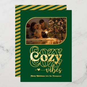 Emerald & Gold Cosy Vibes Retro Christmas Photo