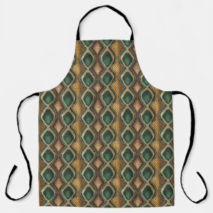 Emerald & Gold Diamond Snake Skin Pattern Design Apron