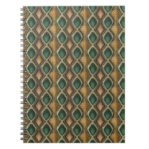 Emerald & Gold Diamond Snake Skin Pattern Design Notebook