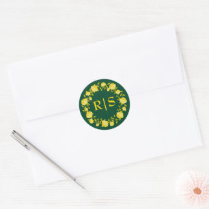 Emerald Gold Elegance Wedding Classic Round Sticker