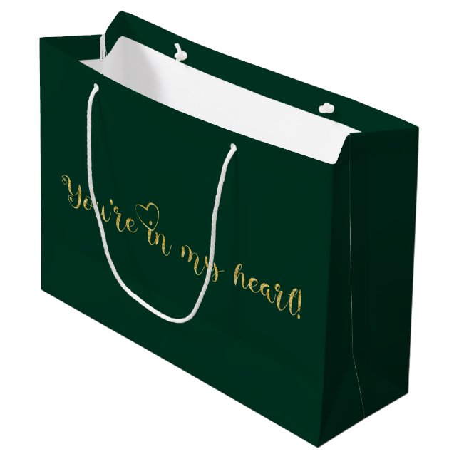Emerald & Gold elegant glitter luxury  Large Gift Bag (Front Angled)