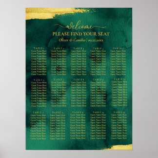 Emerald Gold Find your Seat Poster For Wedding
