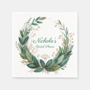 Emerald &Gold Floral Bridal Shower Napkin