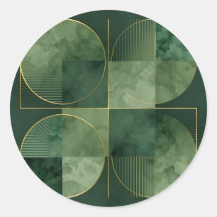 Emerald Gold Geometric Harmony Classic Round Sticker
