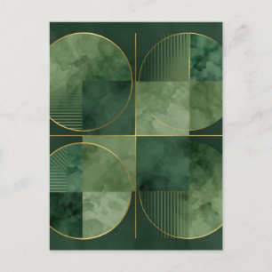 Emerald Gold Geometric Harmony Postcard