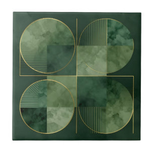 Emerald Gold Geometric Harmony Tile