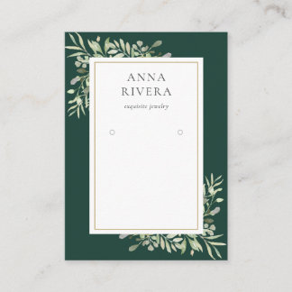 Emerald Gold Greenery Earring Display Card