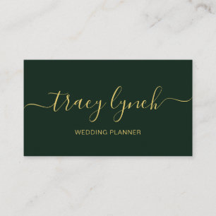emerald Gold Handwritten Script Calligraphy Business Card