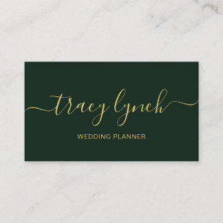 emerald Gold Handwritten Script Calligraphy Business Card