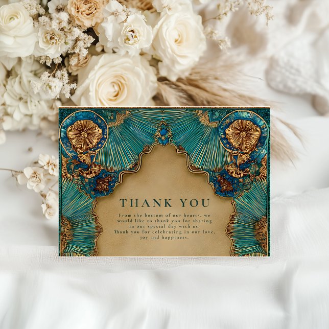 Emerald Gold Islamic Wedding Thank You Card (Creator Uploaded)