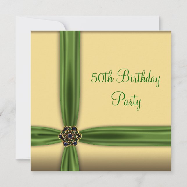 Emerald Gold Jewel 50th Birthday Invitation (Front)