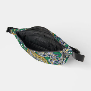 Emerald Gold Paisley Two-Sided Print Fanny-Pack Bum Bags