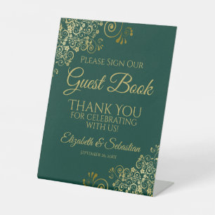 Emerald & Gold Please Sign our Guest Book Sign