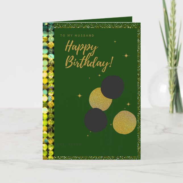Emerald Gold Sequin Birthday Card Signature Luxury (Front)