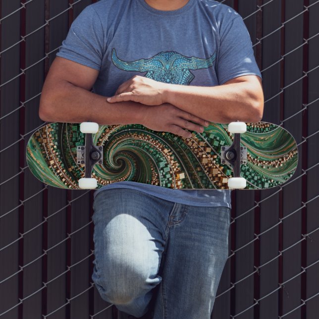 Emerald Gold Spiral Skateboard (Outdoor 3)