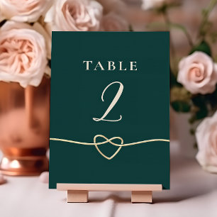 Emerald Gold Wedding Table Number Card