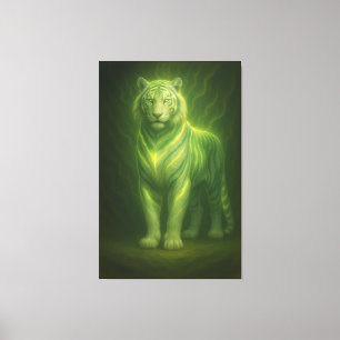 Emerald Golden Glow White Tiger – Standing Lightfo Canvas Print
