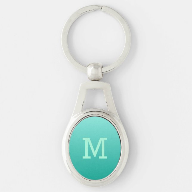Emerald Gradient custom monogram key chain (Front)